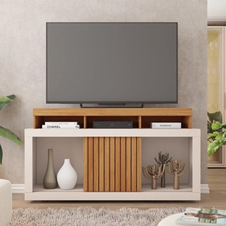 Rack para Tv até 55 Polegadas Frisos Decorativos Valença Freijó/Off White em Oferta na Shopee