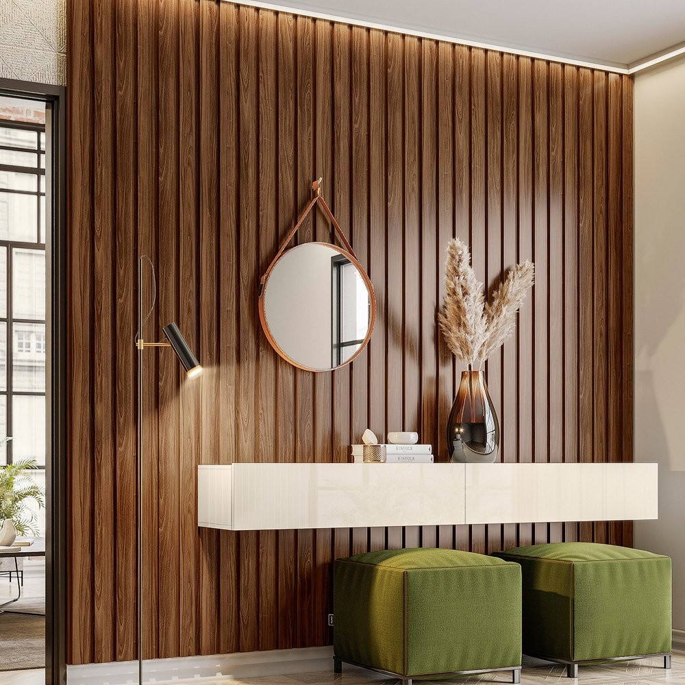 Painel Ripado em Placa 265x49,8cm (1,32m²) MDP Palisandro em Oferta na Shopee