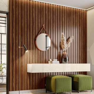 Painel Ripado em Placa 265x49,8cm (1,32m²) MDP Palisandro em Oferta na Shopee