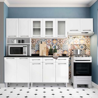 Cozinha Completa em Aço Topázio 12 Portas 3 Gavetas com Vidro - Telasul em Oferta na Shopee