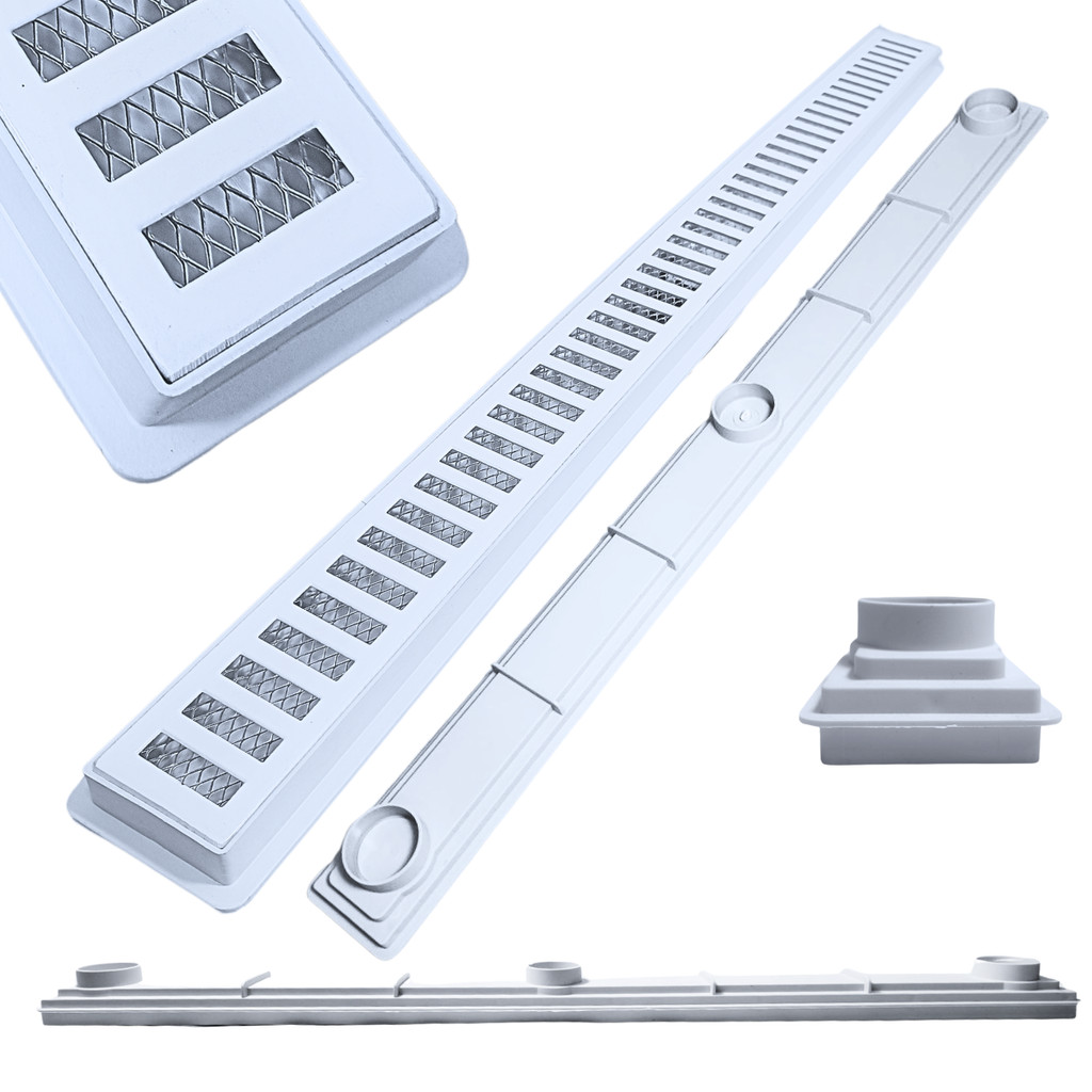 Ralo Raso Ideal para Laje e Apartamento Alumínio Branco 70cm col Branco com Tela