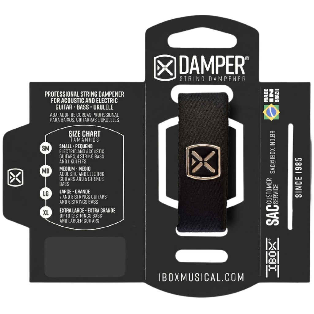 Abafador Damper Preto DTMD20 Ibox Poliéster Tag Metal MD Médio Instrumentos Guitarra Violão Baixo 5C