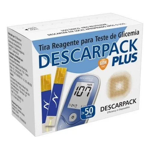 100 Tiras Reagentes Descarpack Fita Para Teste De Glicemia