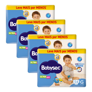Kit 4x Fralda BabySec Ultrasec Hiper G Galinha Pintadinha Leve Mais Pague Menos 54 Unidades