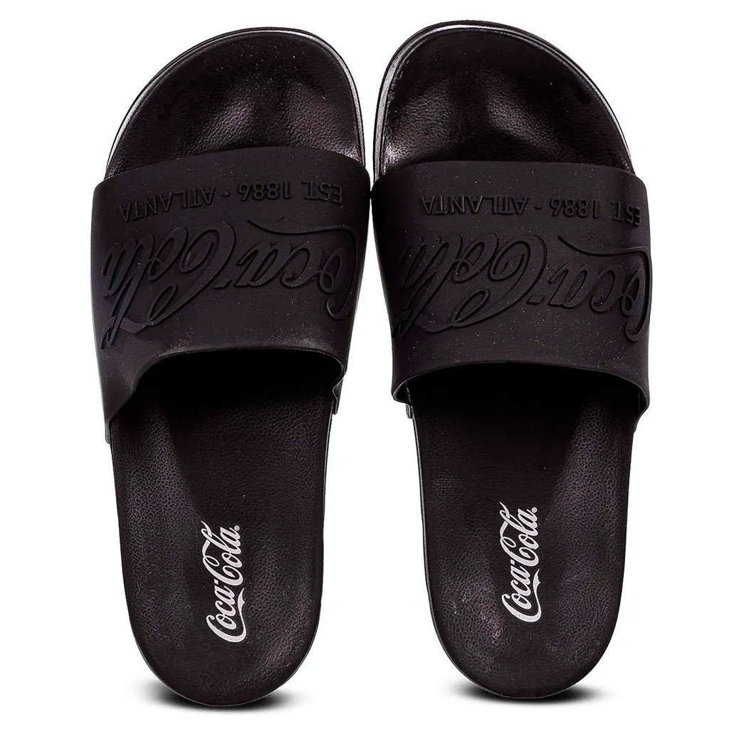 Chinelo Slide Coca Cola Coke Bold Injetado Preto Original Chinelo Coca Cola Casual Anatômico