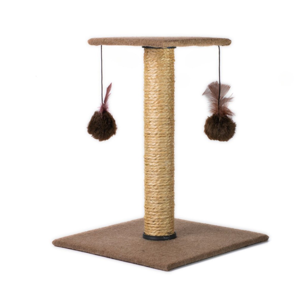 Arranhador Para Gatos Poste Com Brinquedo Duplo Cor Bege em Oferta na Shopee