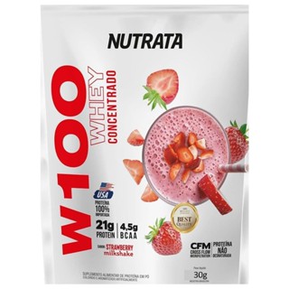 W100 Whey Concentrado - 1 Sachê 30g Morango - Nutrata em Oferta na Shopee