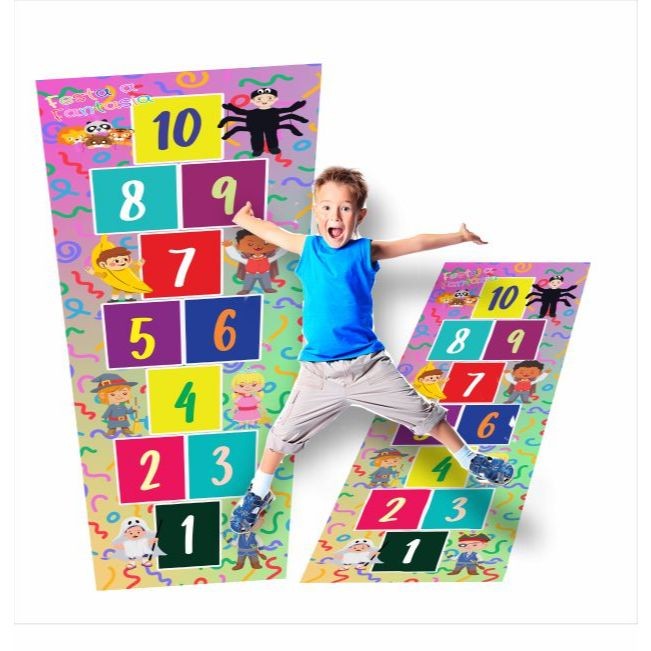Lindo Tapete Jogo da Amarelinha Infantil Em Lona temática festa a fantasia, artigo para decoração.