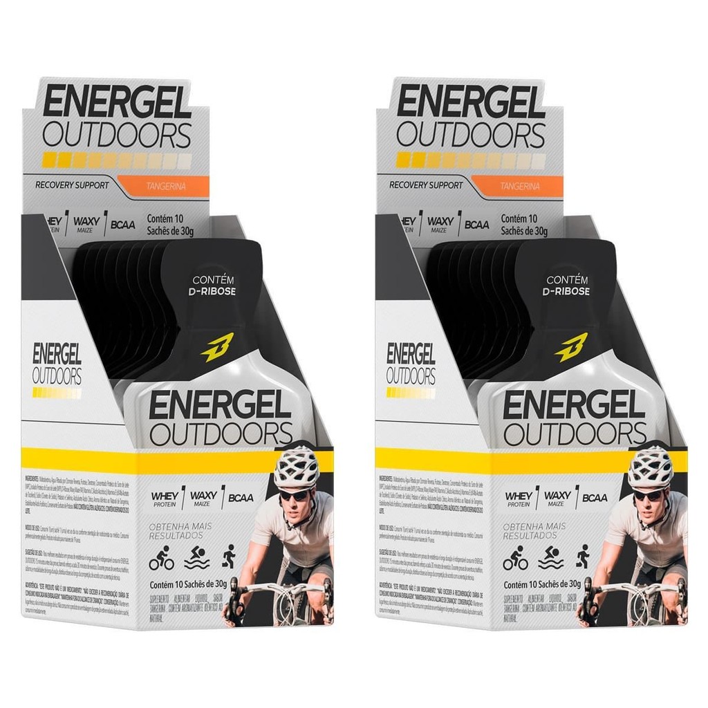 Kit 2X Energel Outdoors - 10 Unidades Tangerina - BodyAction em Oferta na Shopee