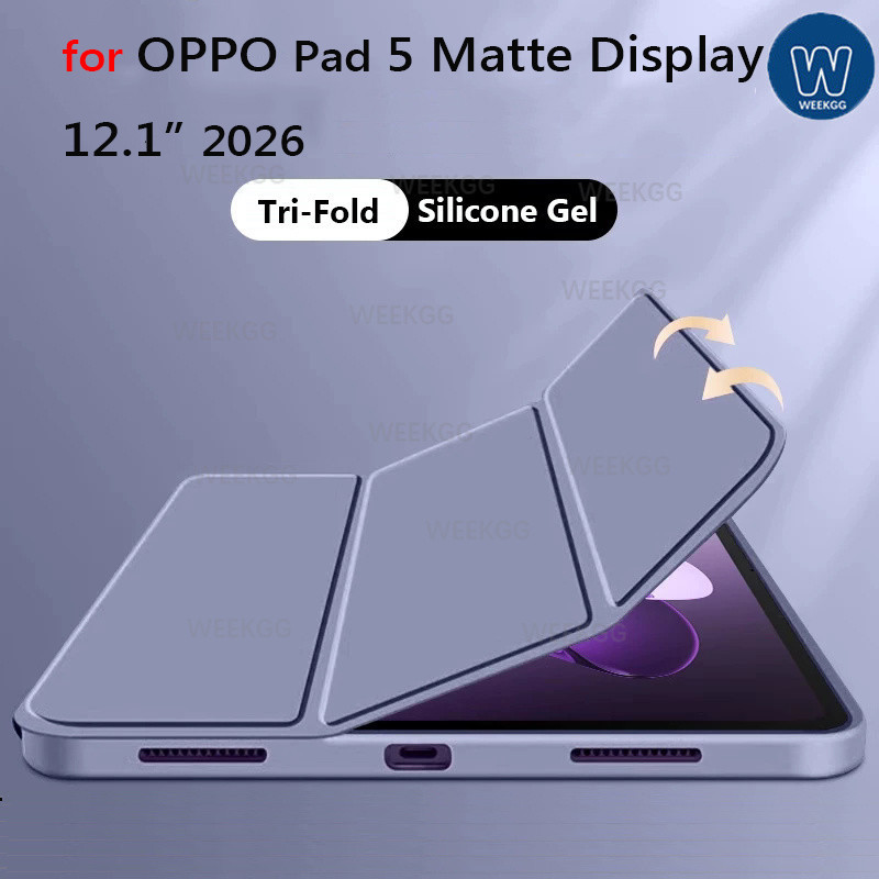 Invólucro Para OPPO Pad 5 Matte Display 2026 12.1 " Tablet Flip Dobrável Couro PU À Prova De Choque C