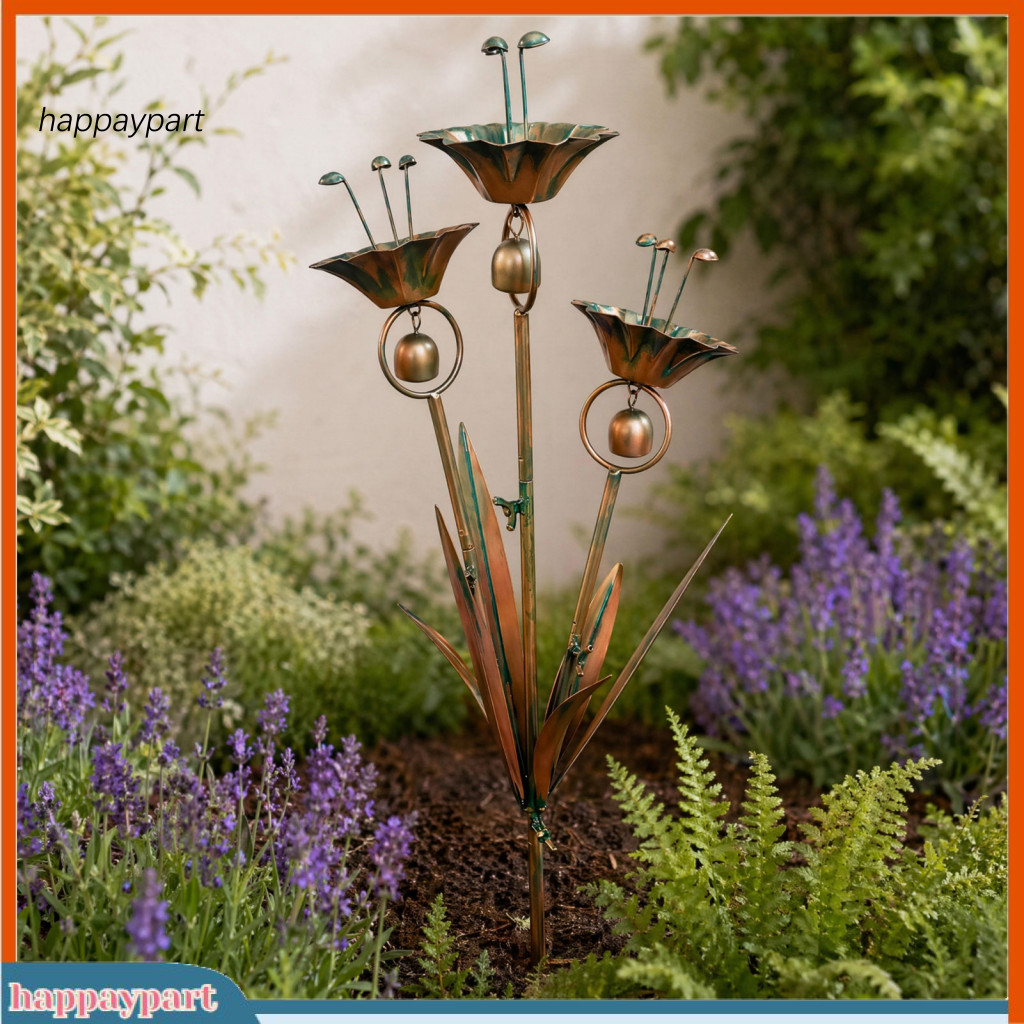 happaypart | Estaca De Jardim De Calla Chamada Com Sinos De Metal Rústico Arte De Quintal De Flores Ao Ar Livre Carrilhã