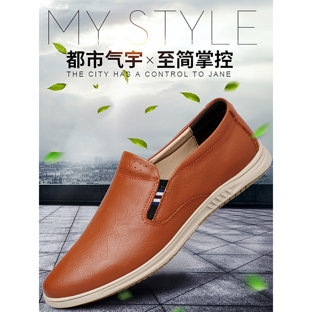 Sapatos de couro masculinos de sola macia estilo britânico um Pedal couro genuíno Casual preguiçoso sapatos versão corea