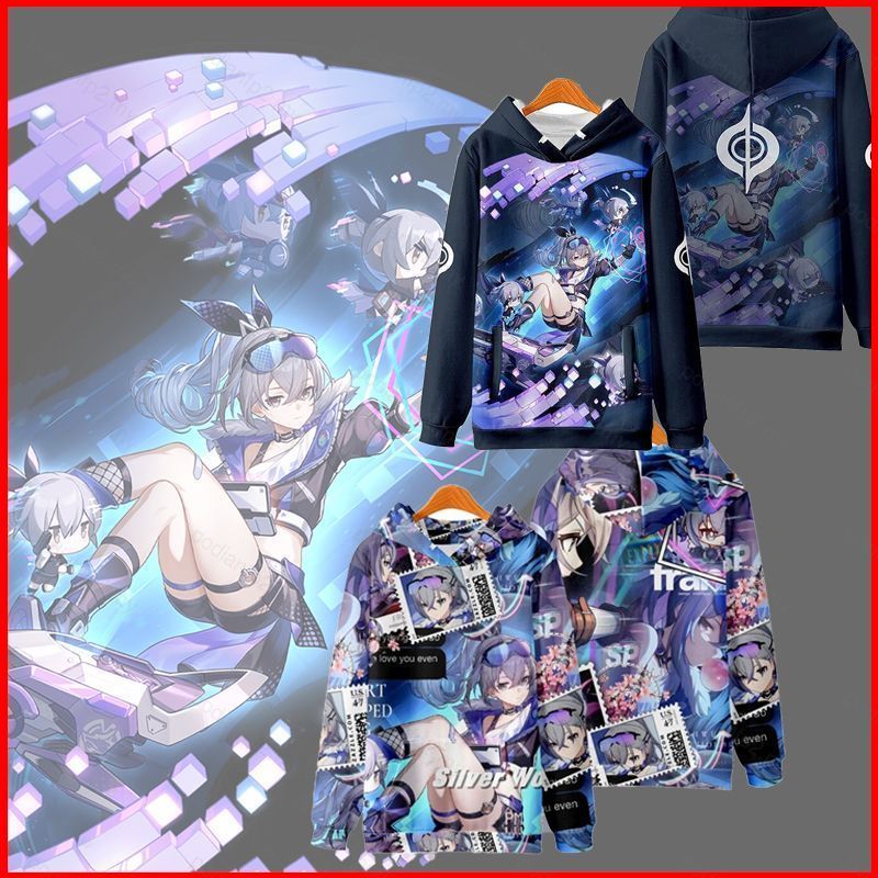 PDF2 Honkai Star Rail Silver Wolf Hoodie Anime Moletom Unissex Manga Longa Top Cosplay 3D Pulôver Plus Size