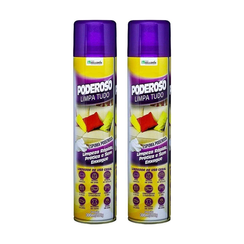 Kit 2 Limpador Kelldrin Poderoso Limpa Tudo Espuma 300ml/200g