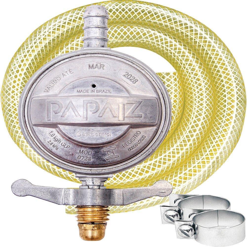 Regulador para Gás Papaiz 1Kg/h 904P2 c/ Mangueira 80cm
