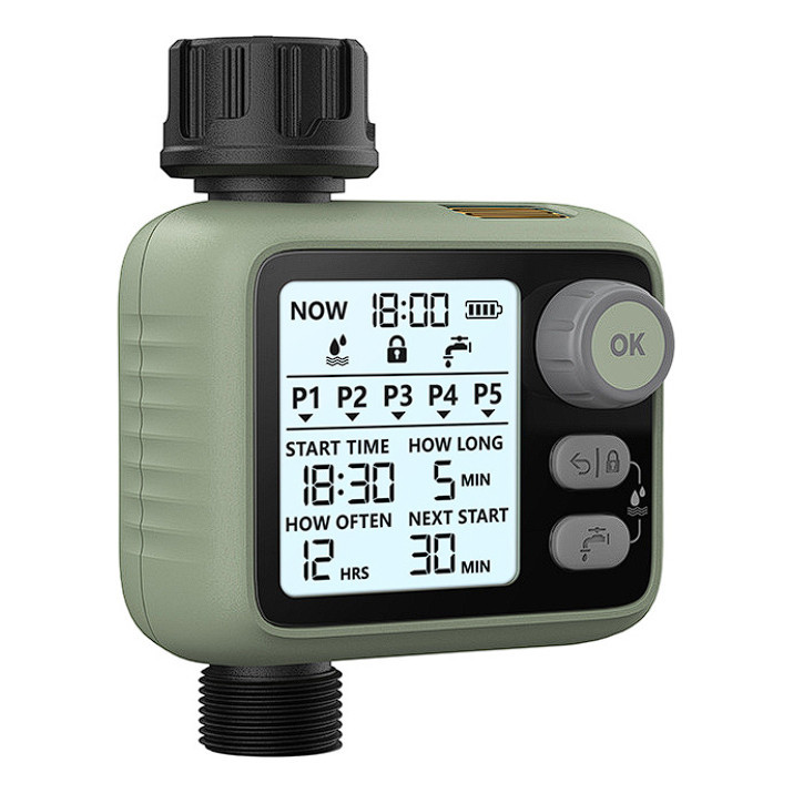 Controlador de Irrigação Automático Programável com Tela Gigante e Sensor de Chuva para Jardim, Horta e Agricultura