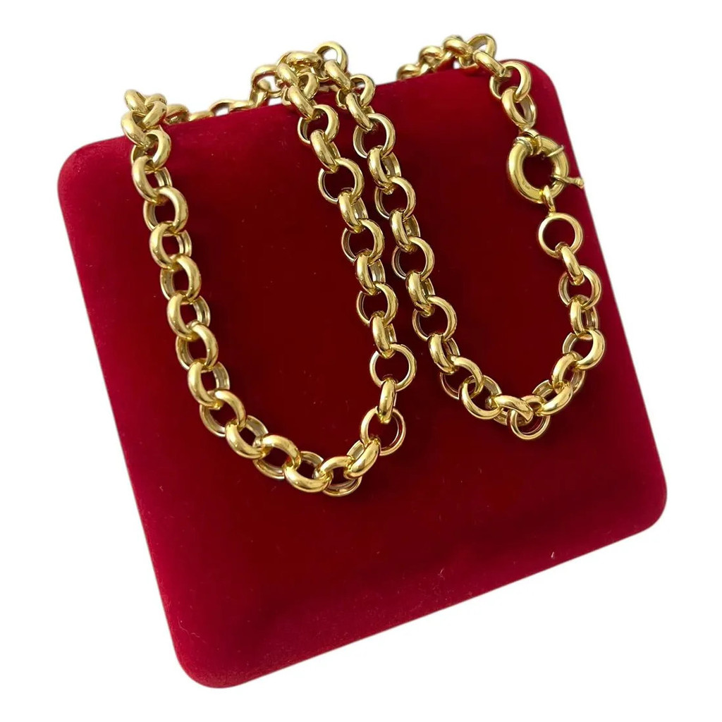 Cordão De Ouro 18k Feminino Oca Elo Português 14.8g Garantia Vitalícia