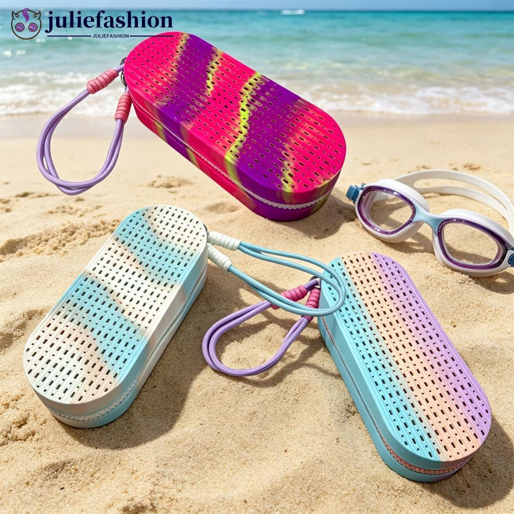 JULIEFASHION Estojo De Armazenamento De Óculos De Natação De Silicone Oco Dupla Face Respirável Caixa De Grande Capacida