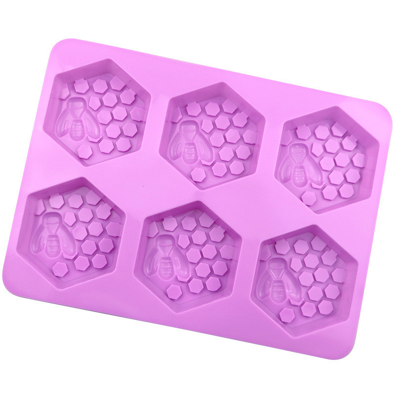Molde de Silicone para Sabonete Artesanal 3D, 6 Peças, Forma de Abelha, DIY, Sabonete Caseiro, Bolo em Favo de Mel
