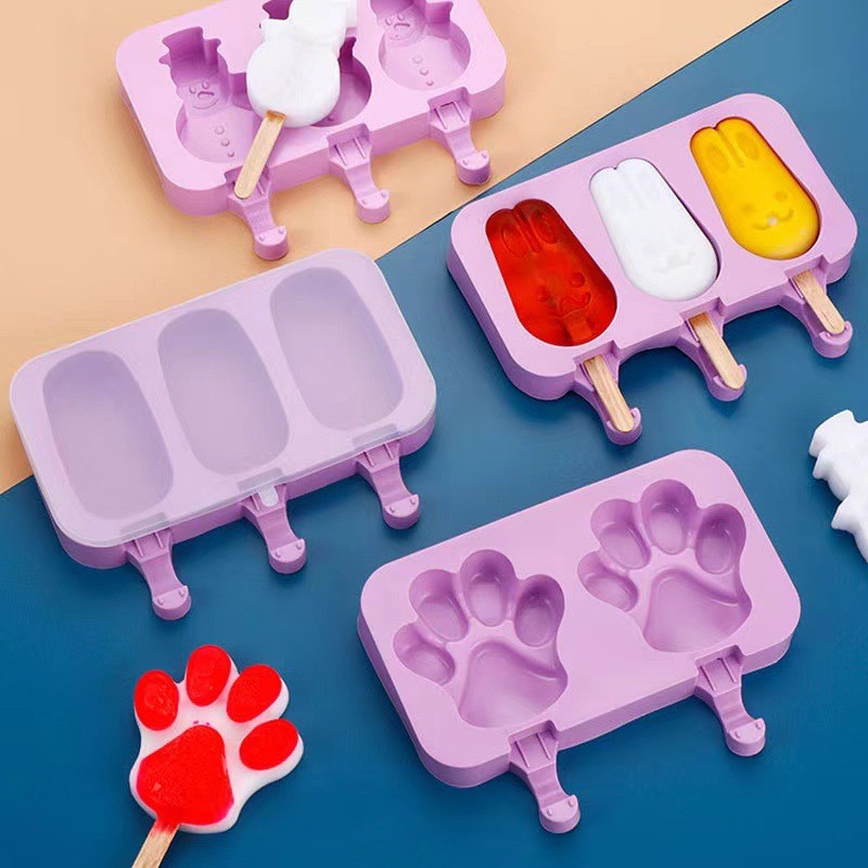Forma de silicone para sorvete com tampa, de qualidade alimentar, para produção de picolés criativos caseiros, produto m