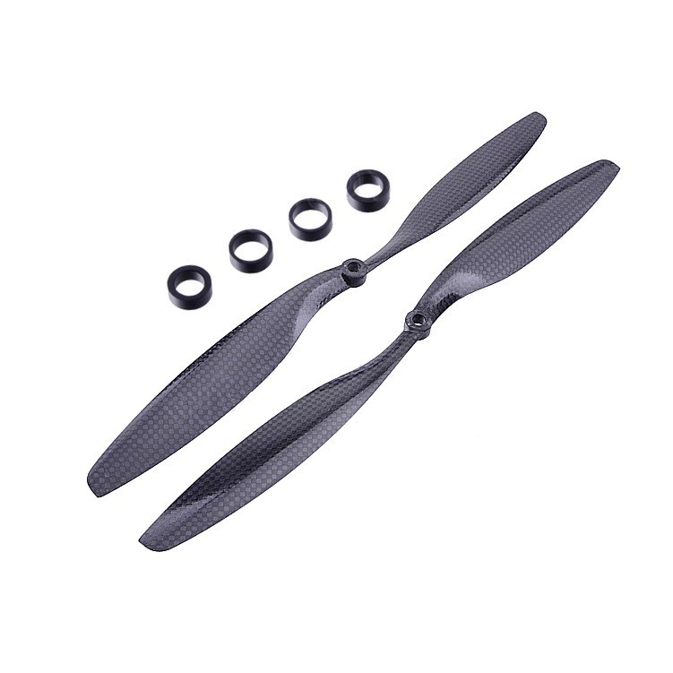 Hélices de fibra de carbono 1245 para avanço e ré, hélices de fibra de carbono 12X4.5 para avanço e ré, hélices de fibra