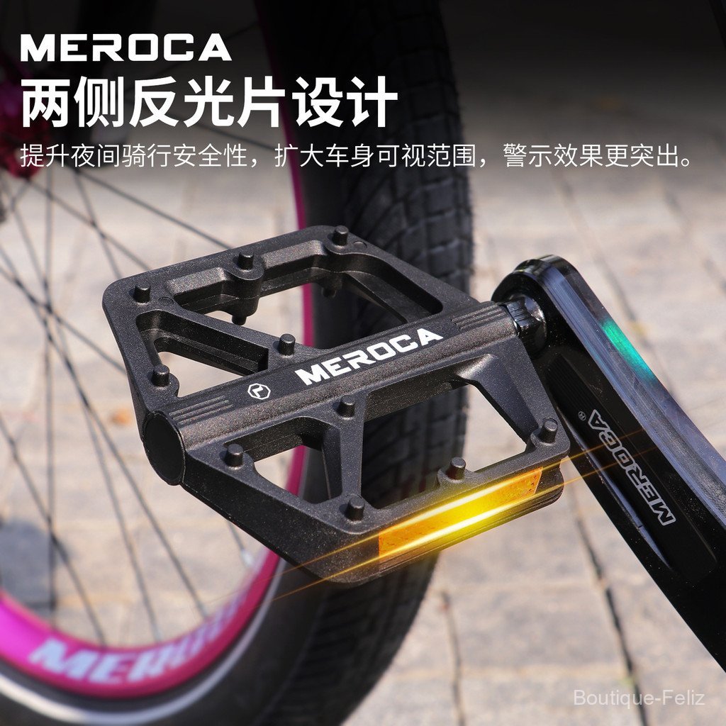 Pedal multi-antiderrapante para estrada com rolamento, placa refletora de aviso para bicicleta de montanha em nylon Mero