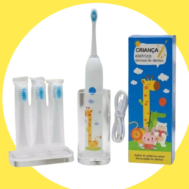 Escova de Dente Elétrica Infantil Recarregável – Limpeza Divertida e Eficiente para Crianças