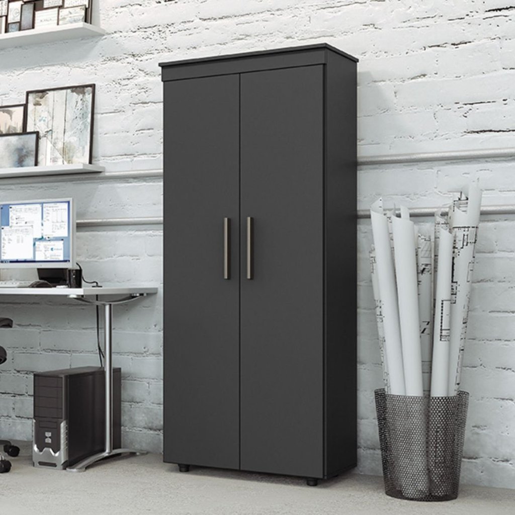 Armário Multiuso Escritório 2 Portas 4 Prateleiras 1 Gaveta Advantage Preto/Black Preto