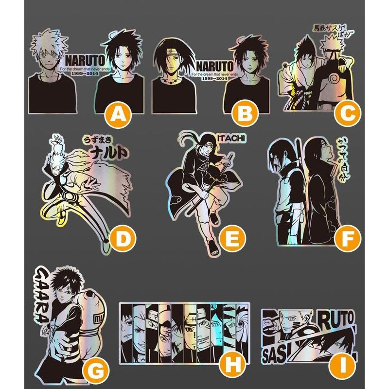 Naruto Anime Holográfico Esfregar Em Decalque De Transferência À Prova D'água Adesivo Arco-Íris Para Capa De PC Laptop T