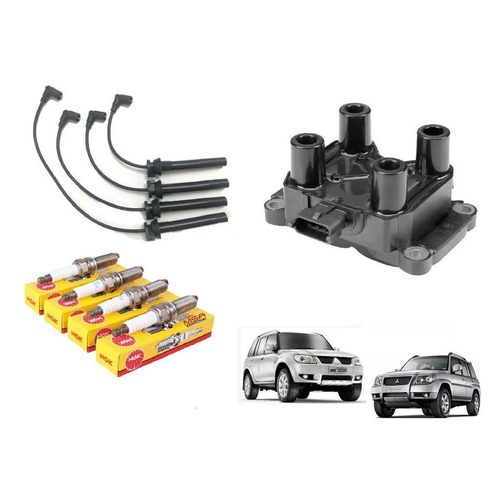 Jogo Cabo + Velas + Bobina Pajero Tr4 2.0 16v Flex 03-15 com 1 ano de garantia