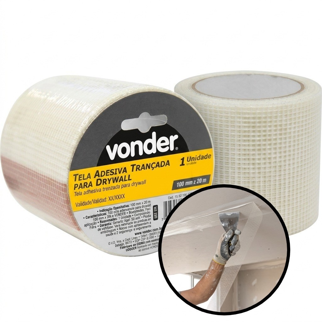 Fita Para Drywall Gesso Isopor Telada Auto Adesiva 100mmx20m Vonder