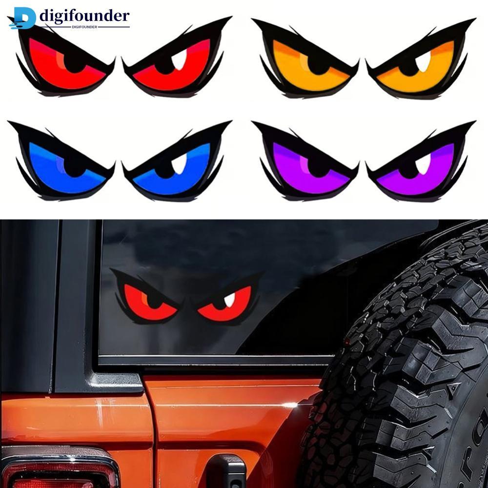 DIGIFOUNDER 1 Par De Adesivos De Mau Olhado À Prova D'água Decalque De Vinil Vermelho Amarelo Olhos Adesivo Para Carro C
