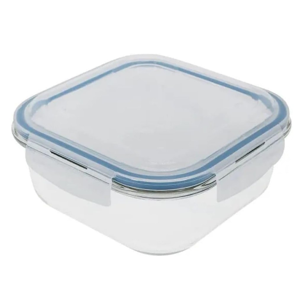 Pote De Vidro Hermético Quadrado 550ml Marmita Refratário Antivazamento 4 Travas Micro-ondas Freezer Geladeira Bpa Free
