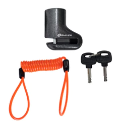 Kit Cadeado De Disco Pino Cinza Com Trava + Cabo de Lembrete Laranja 120cm Universal Para Moto Com Duas Chaves Shiver