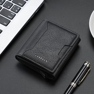 Elegante carteira masculina de couro, porta-cartões unissex vertical curto e multifuncional, com múltiplos compartimento