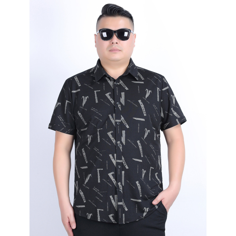 Plus size masculino verão lapela solta na moda gordura barriga grande mais gordura plus size camisa de manga curta mascu