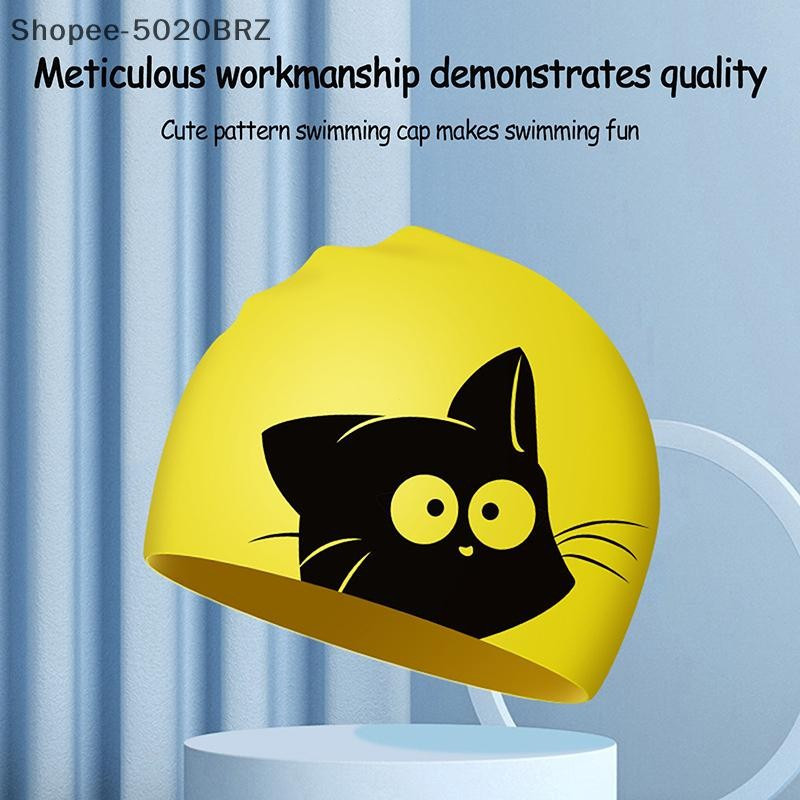 [THEBR] Touca De Natação Fofa Para Gatos Cabelos Longos , Proteção Crianças , À Prova D'água , Elástica , Silicone , Ban