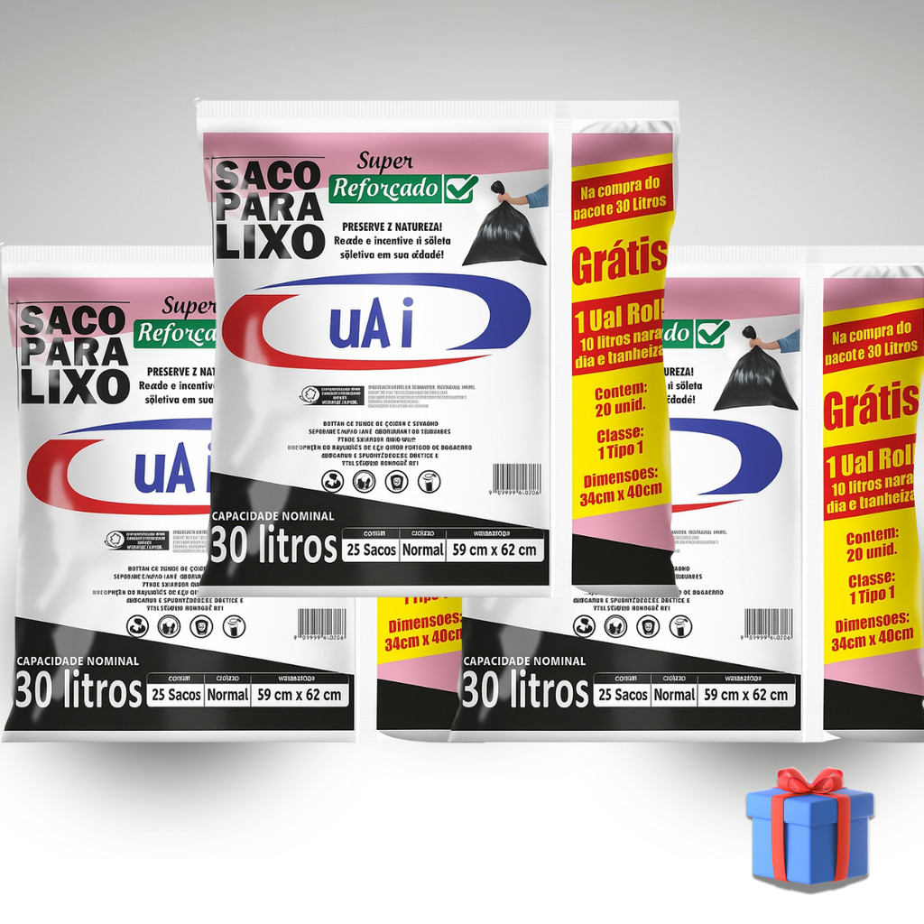Saco De Lixo Kit 75 Sacos Grátis Rolo 30 Litros Super Reforçado Econômico