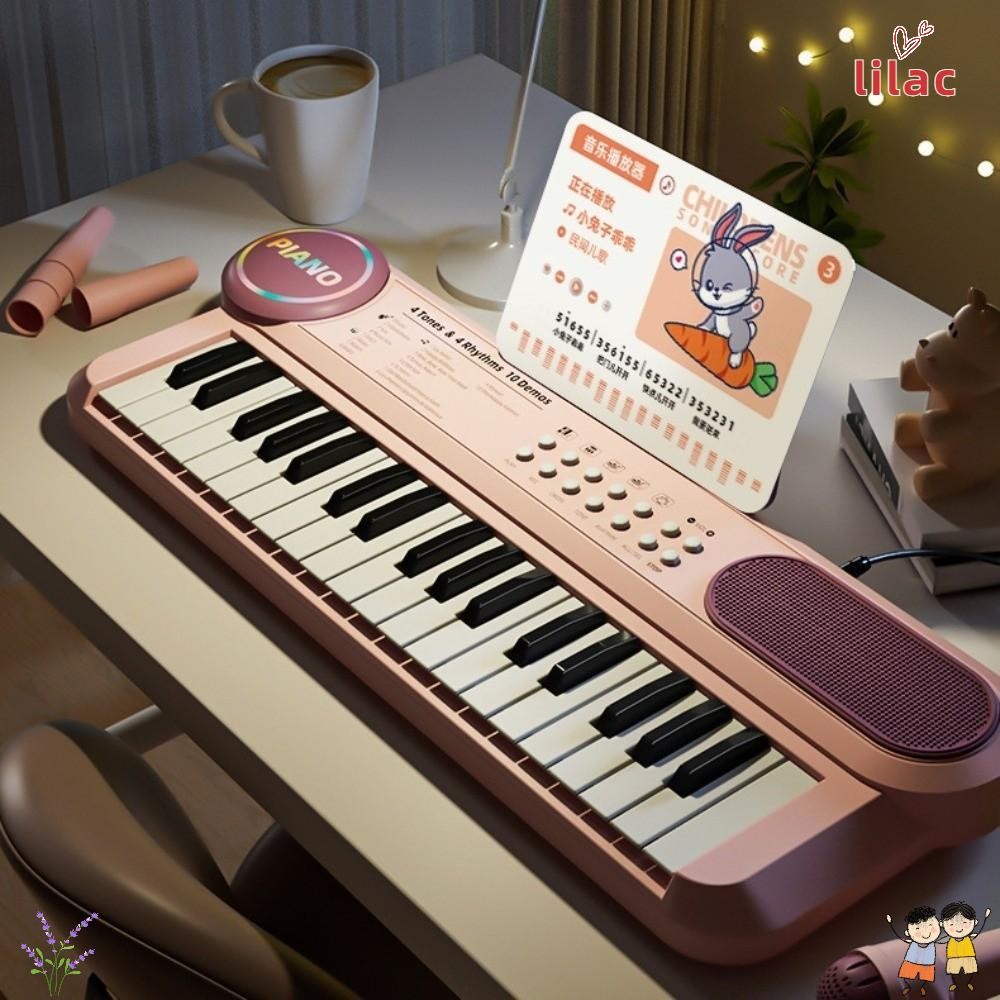 Piano Eletrônico Infantil LILAC , Partitura Musical Com Microfone , Instrumento De 37 Teclas