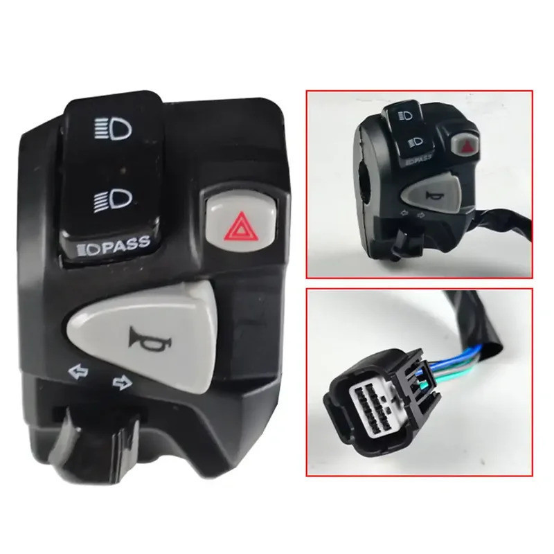 Interruptor de Guidão de Motocicleta com Luz de Passagem, Luz de Emergência, Botão de Buzina e Sinalizador para Honda Cl