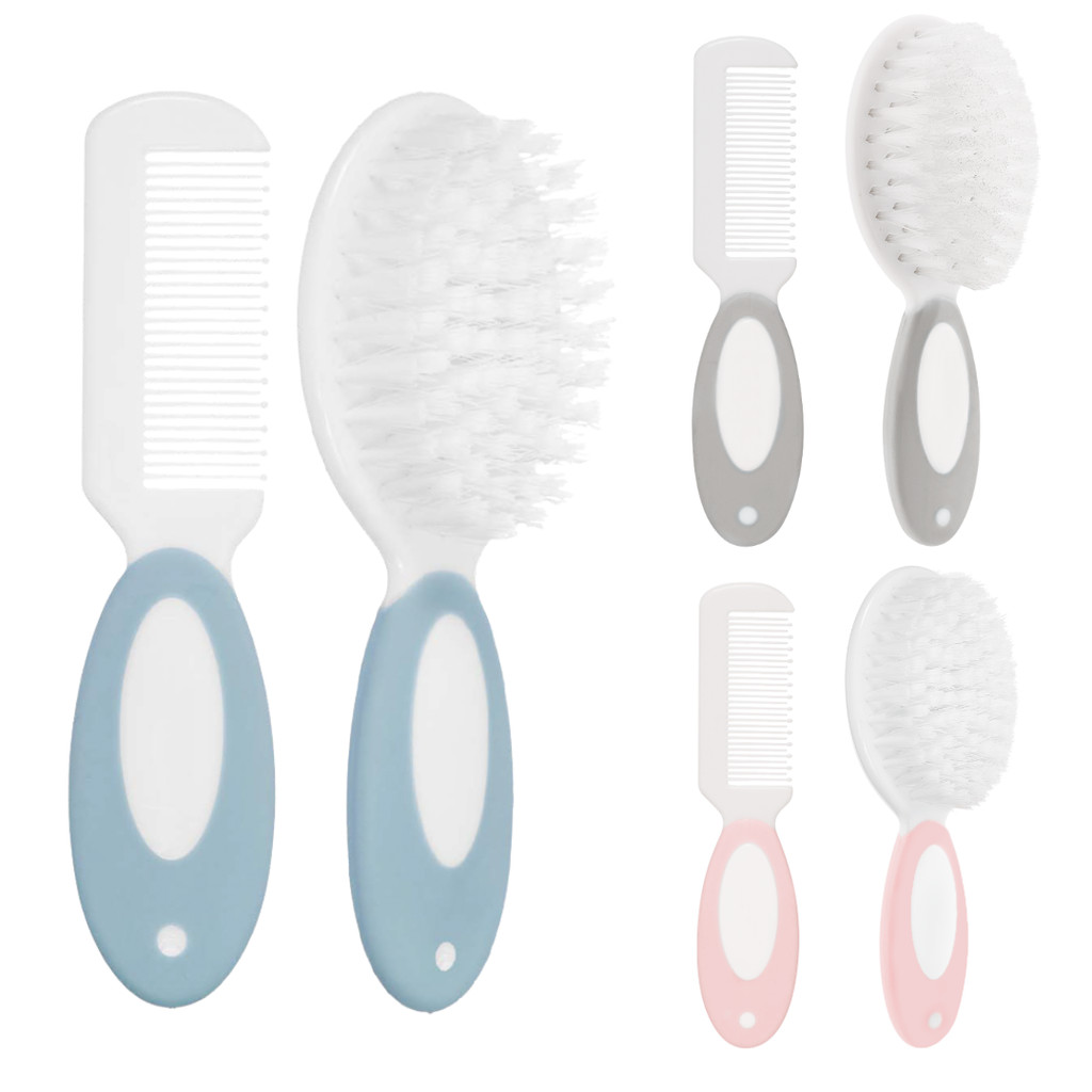 Escova e Pente Cerdas Macias Pontas Arredondadas Para Cabelo Bebê Infantil Buba