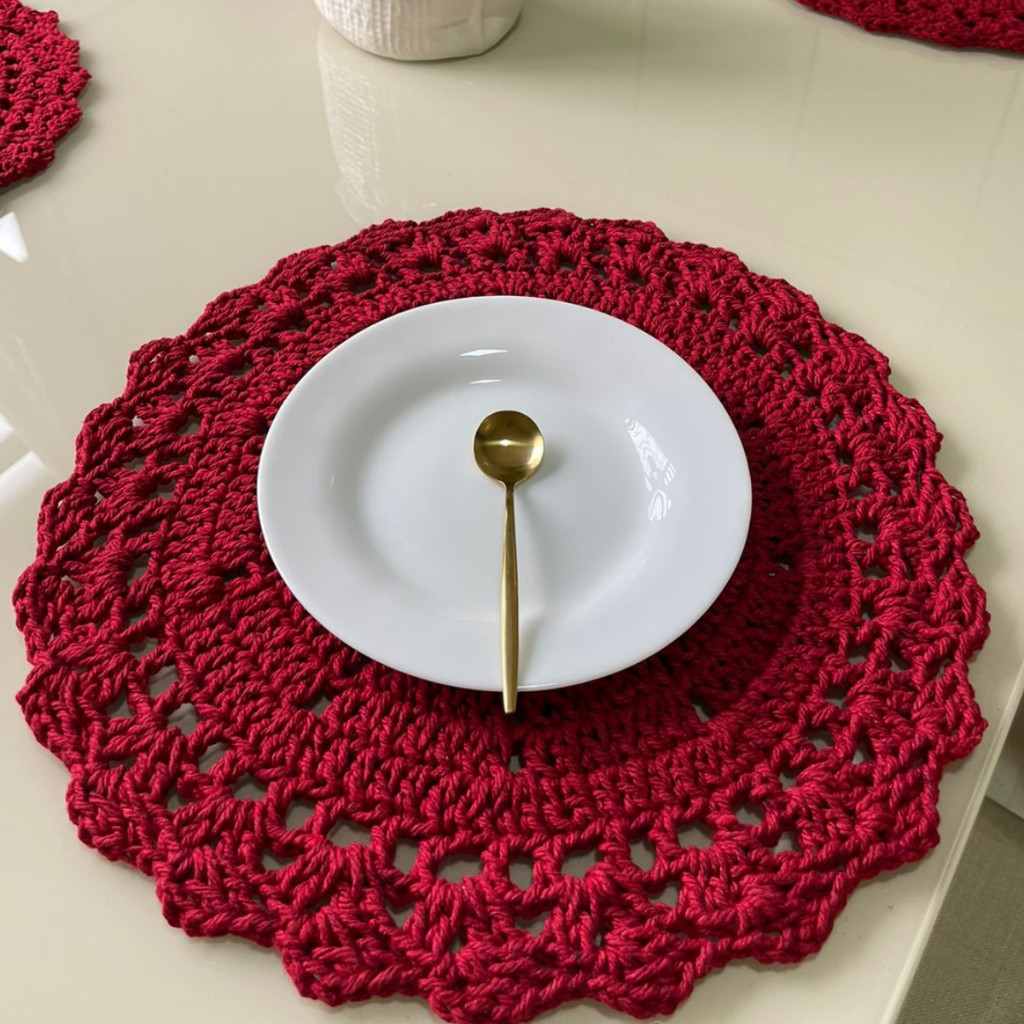 Sousplat De Crochê Kit 4pçs - 6pçs - 8pçs - 10pçs Colorido