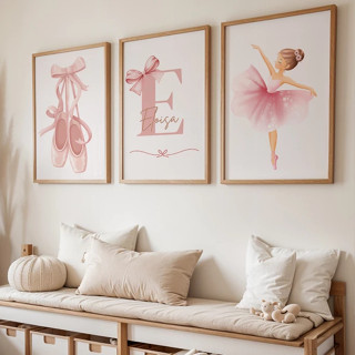 Quadro Decorativo Bailarina e Sapatilha Rosa com Nome Personalizado – Ideal para Quarto Infantil Feminino EXC em Oferta na Shopee