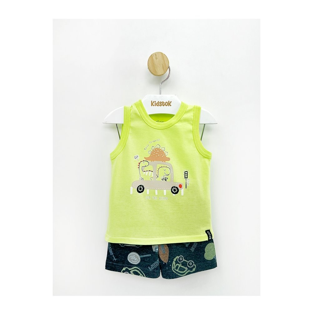 Conjunto Menino Regata e Bermuda Dino Carro - Elian em Oferta na Shopee
