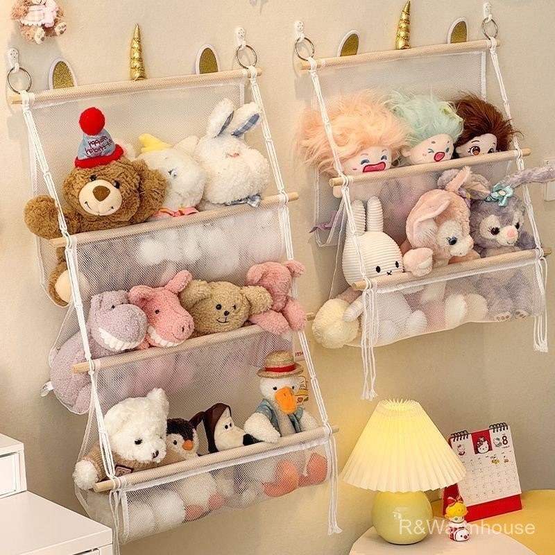 Organizador Unicórnio 3 Prateleiras com Rede para Pelúcias
