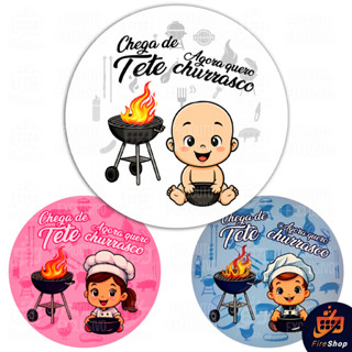 Capa Painel de festa 50x50 cm - CHEGA DE TETÊ EU QUERO CHURRASCO - Tecido C/ Elástico SUBLISTAR em Oferta na Shopee