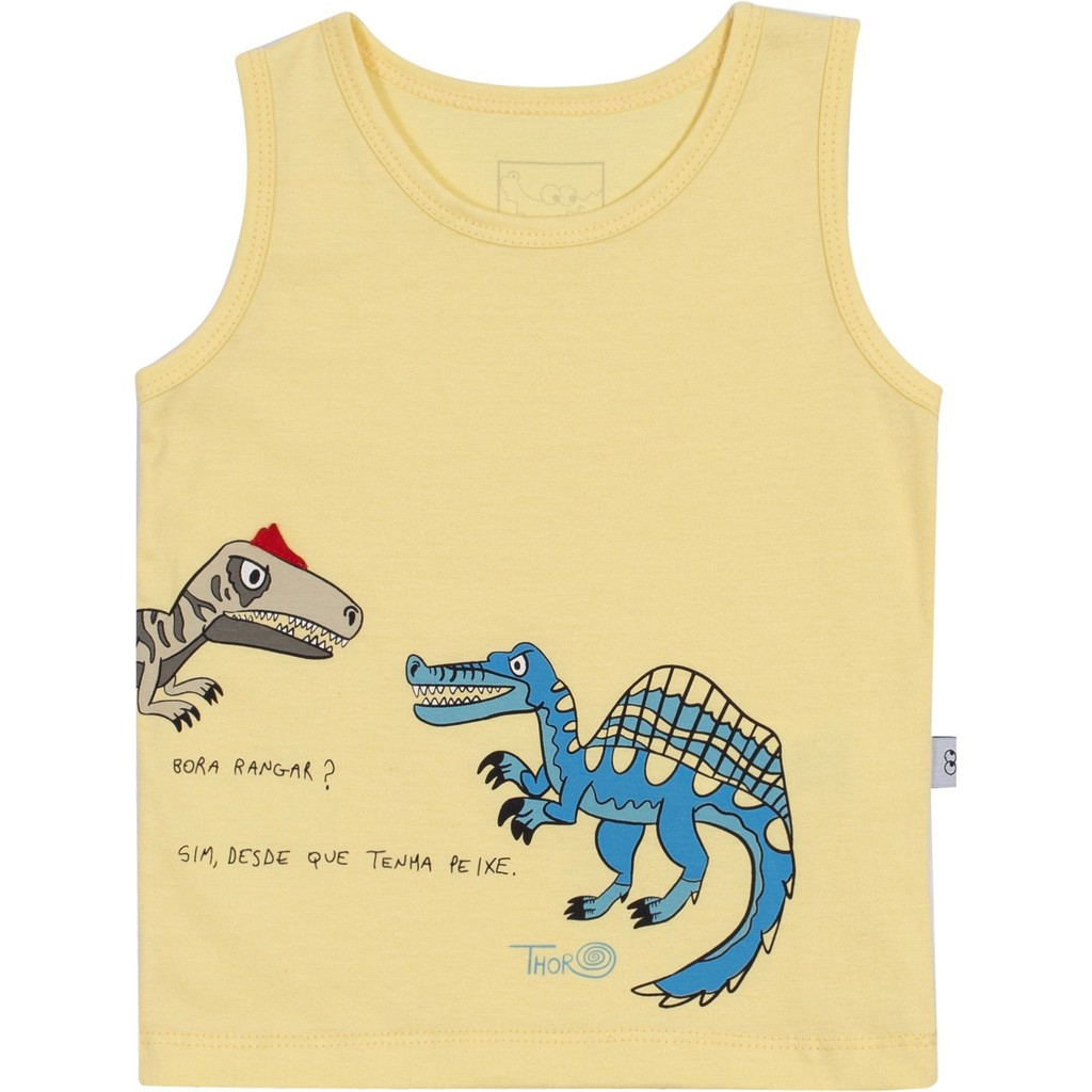 Camiseta Regata Masculino Infantil - Dinossauro - Jaca-Lelé