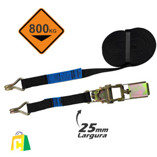 Conjunto Cinta Catraca Amarração de Cargas 800Kg 6 Metros Cinta 25mm Reforçada Com Gancho J em Oferta na Shopee