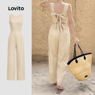 Lovito Macacão Boho com Gravata Nas Costas Primavera/verão Macacão Cáqui para mulheres L149ED270 em Oferta na Shopee