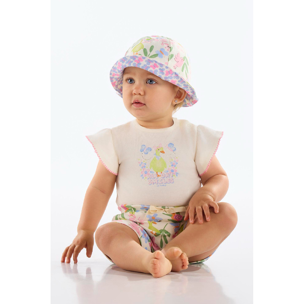 Conjunto Body e Short Floral Bebê Up Baby